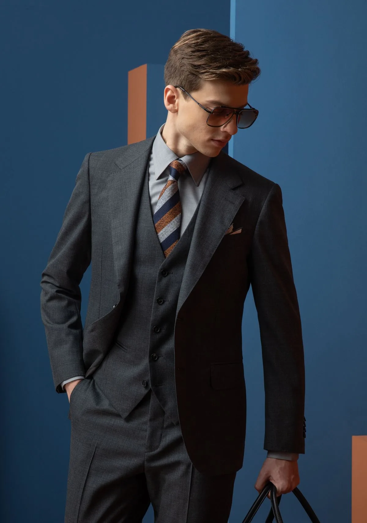 Navy Suit -- Side Profile